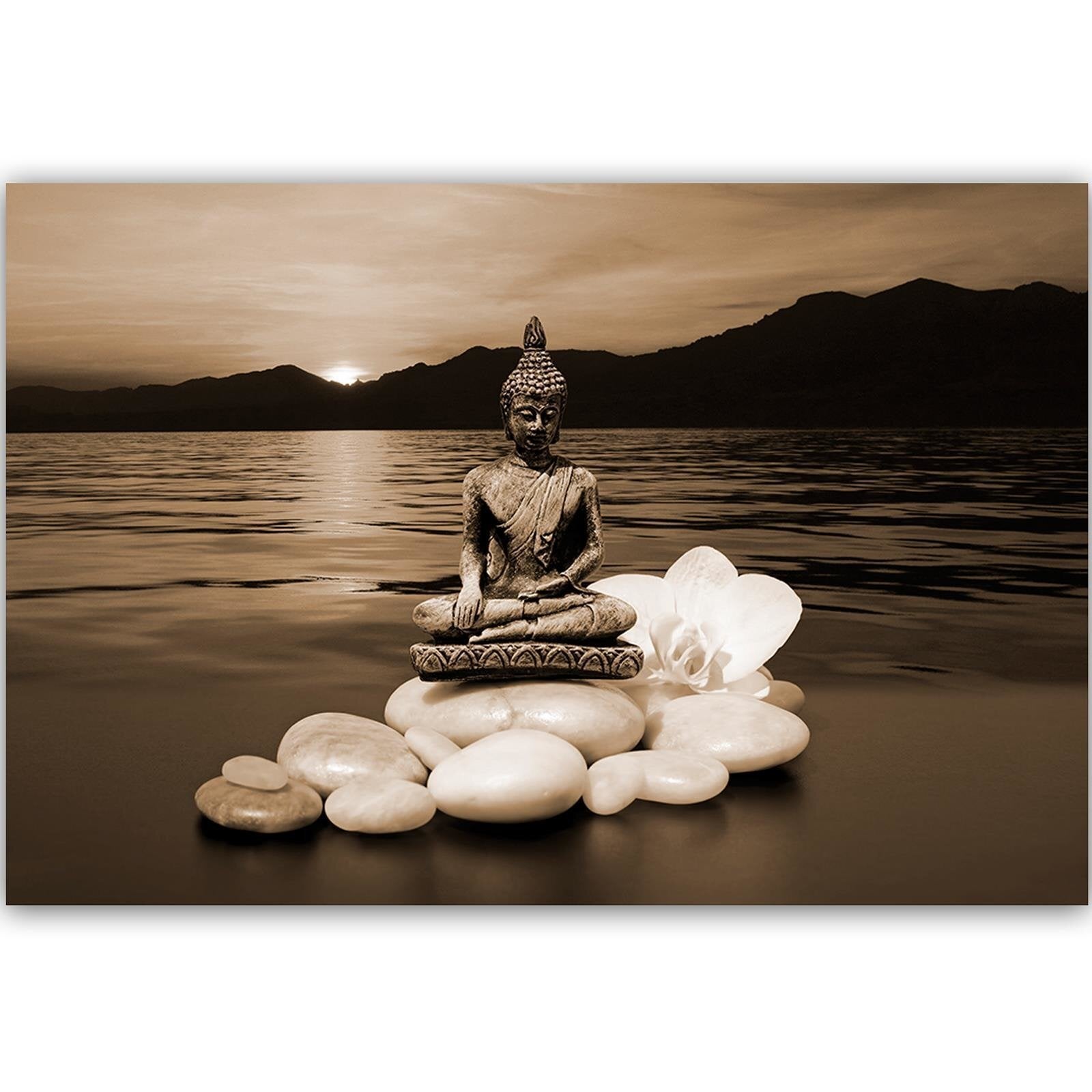 Tableau bouddha sur les rochers 4 - 60 x 40 cm - 2