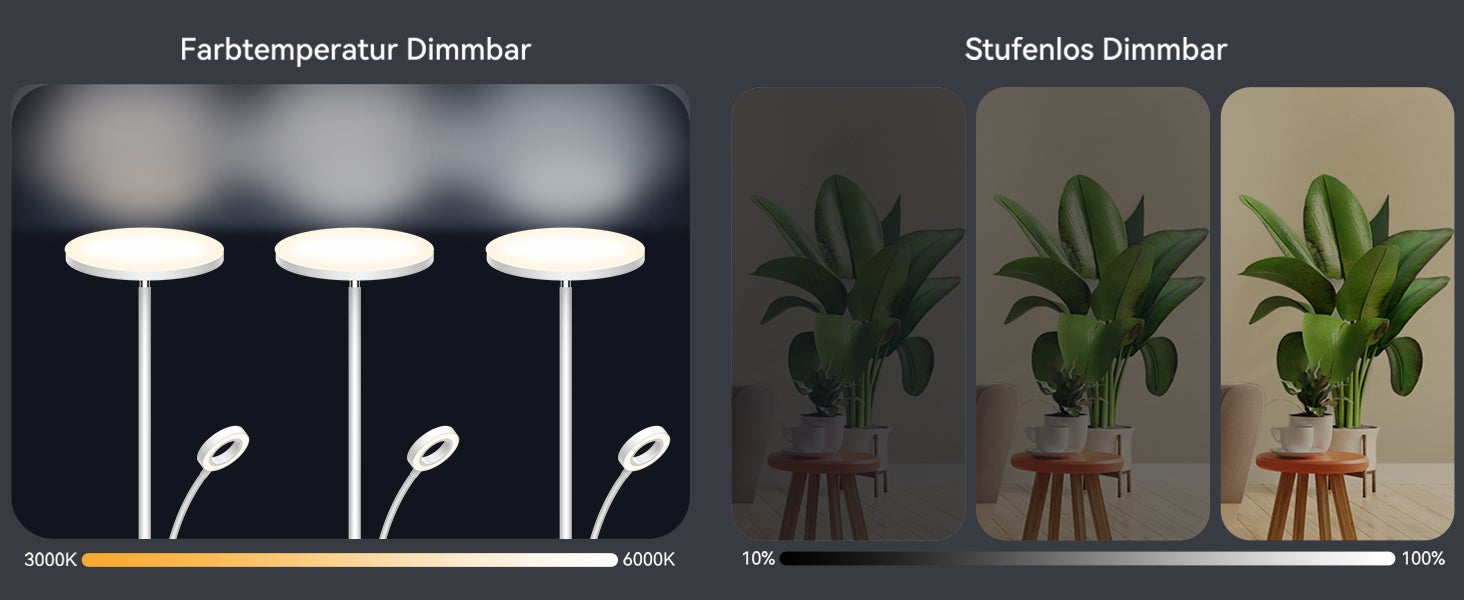 Amdelne Lampadaire LED, 30W+5W 2500LM, dimmable 3000K-6000K, avec télécommande magnétique Gris - 7