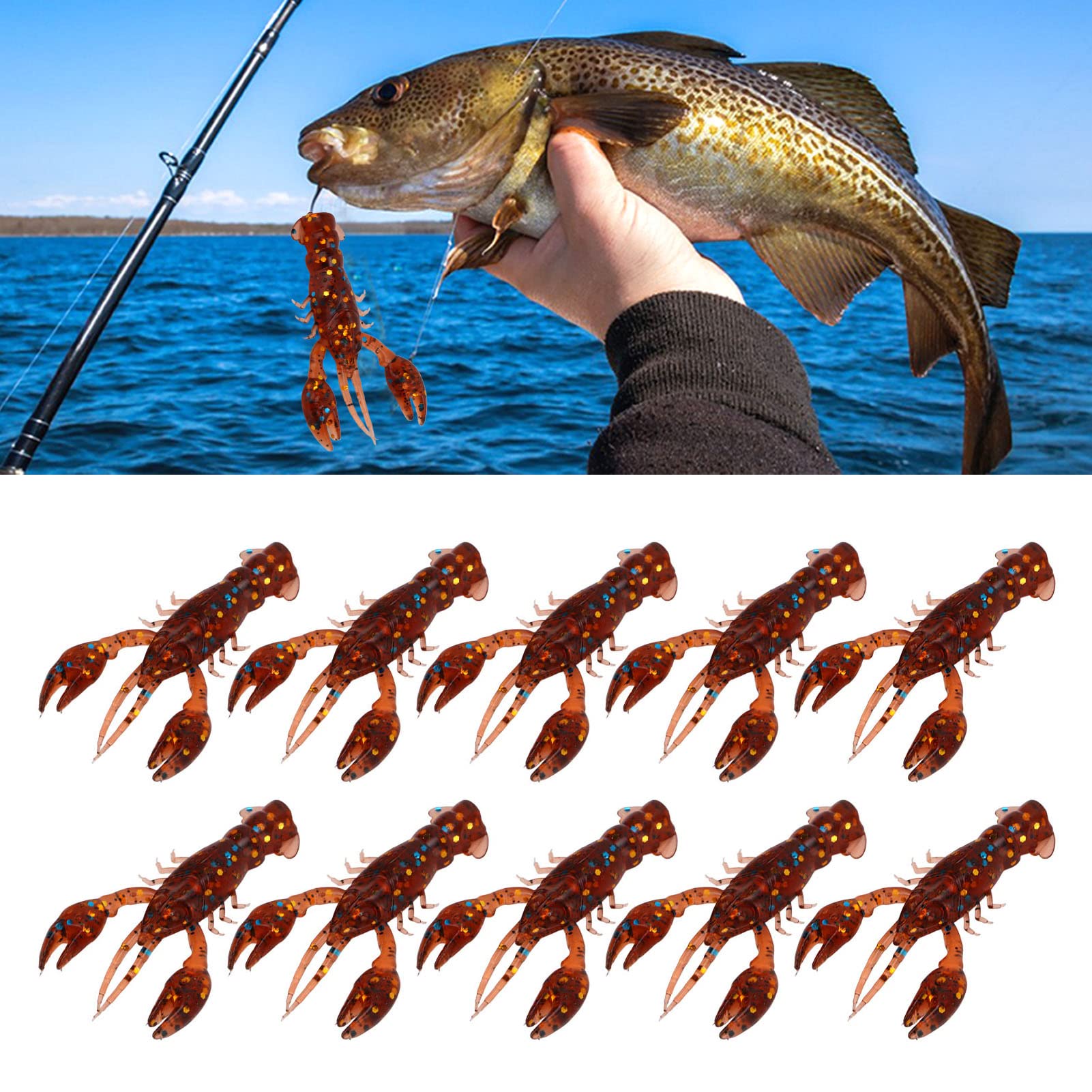 5 pz Aragosta Esca Morbida 10 cm 10g Gamberi Richiamo di Silicone Multi-Barbuti Gamberetti Richiamo di Pesca Simulazione Artificiale Gamberi Swimba  18