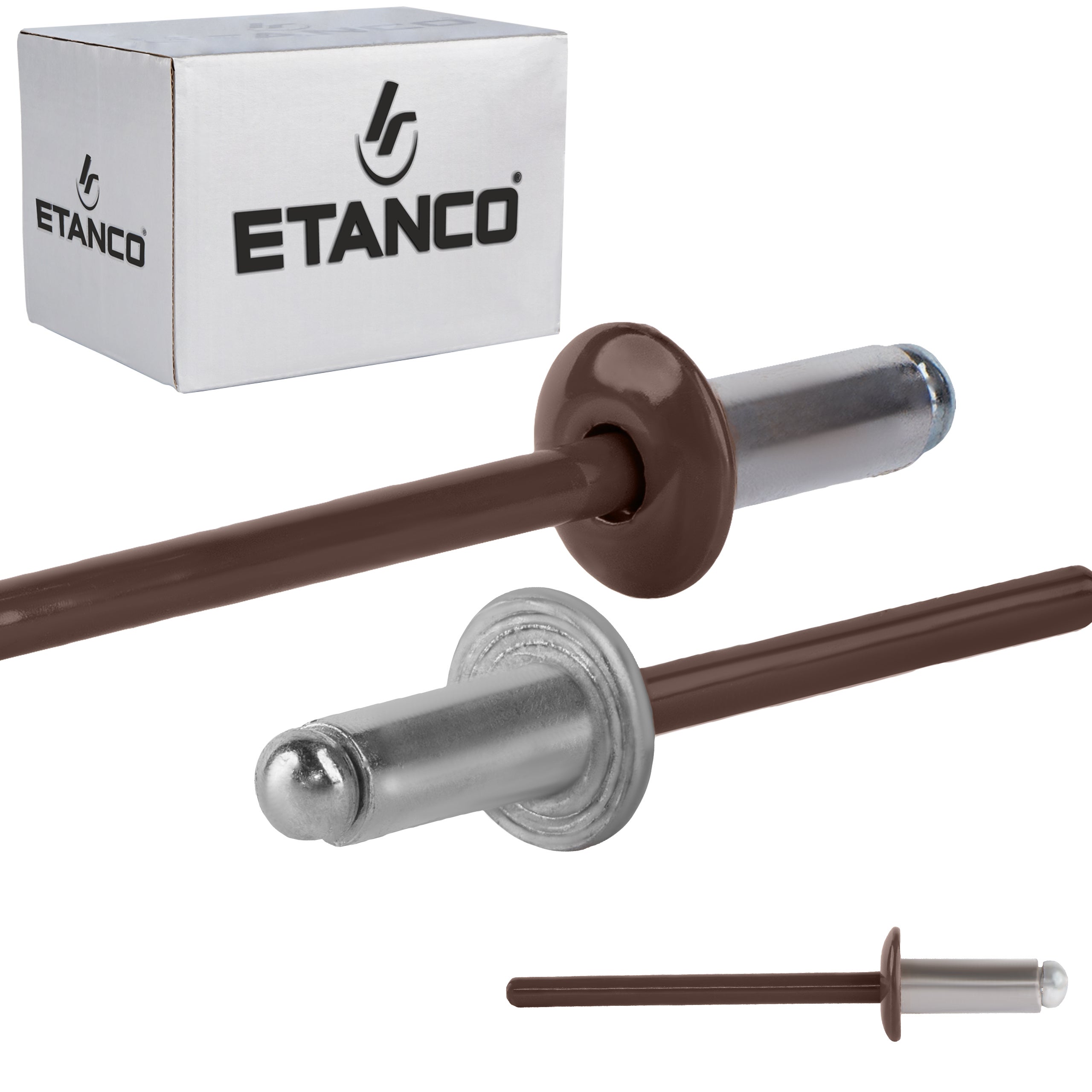 Nity otwarte aluminiowe Etanco Lakierowane RAL 8017 4,0x10 mm 500szt