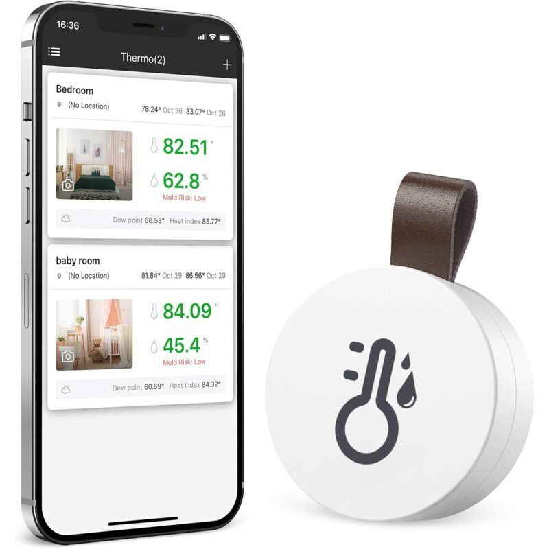 Termometr i higrometr Bluetooth do wnętrz, czujnik temperatury dla iOS