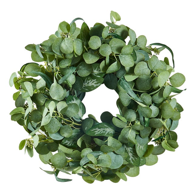 Corona decorativa artificial,VEVOR 66,04 cm,Hojas verdes,Decorada de eucalipto,bayas,tallos espinosos,Todo el año,Casa,Ventana,Festival