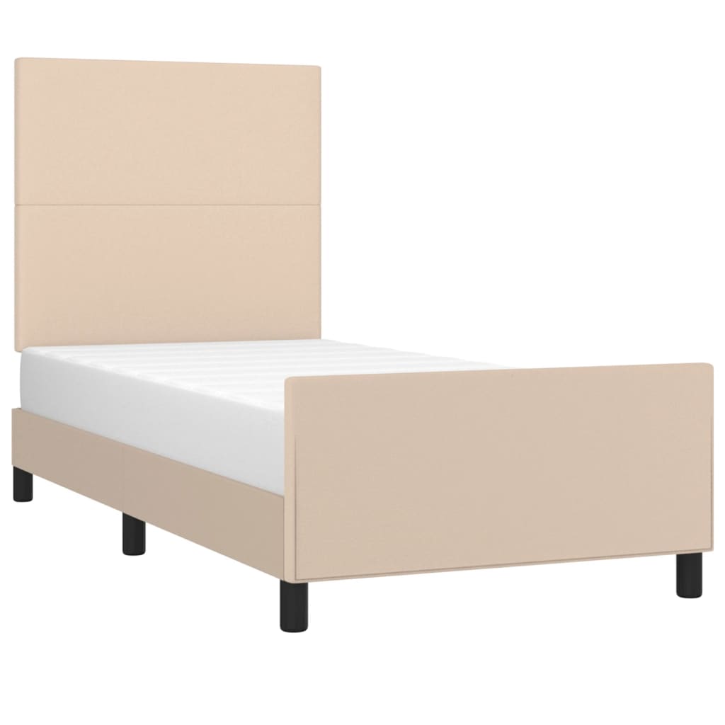 Cadre de lit sans matelas, similicuir cappuccino, pour la chambre, 100 × 200 cm - 3