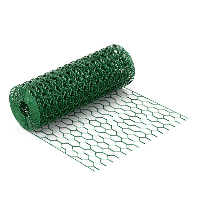 Wiltec Fil de grillage Vert à mailles alvéolaires 25 x 25 mm - 25 m x 60 cm - en Acier galvanisé revêtus par PVC - Rouleau Clôture pour Volière Cla...