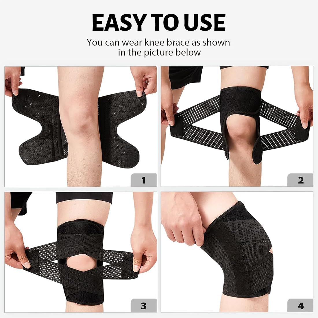 Genouillère Sport,Genouillère avec Stabilisateurs Latéraux,Réglable de Grande Taille Genouillère Rotulienne et Ligamentaire,Genouillere Arthrose Genou - 4