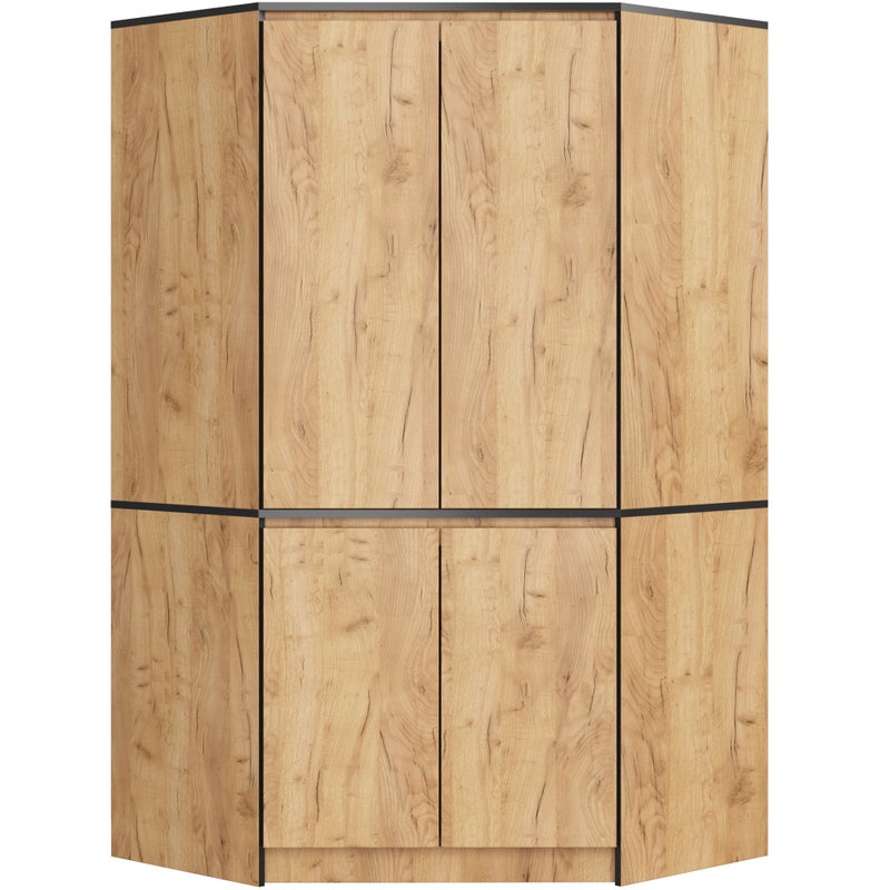 Szafa narożna AKORD S100 Dąb Craft 100 cm 4 drzwi fronty kolor Dąb Craft mat 6 półek 100x50x180 cm