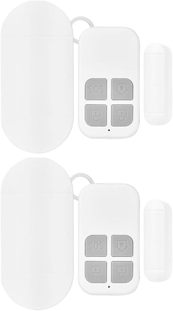 Lot de 2 capteurs d'alarme pour portes et fenêtres avec 2 télécommandes 130 dB sans fil, détecteur magnétique de sécurité pour la maison et le magasin