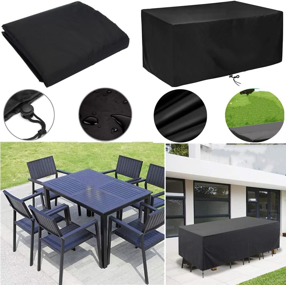 Housse Table de Jardin, Housse Salon de Jardin 160x100x75cm Rectangulaire Imperméable Bache de Protection Exterieur Housse de Meuble Anti-UV - 4