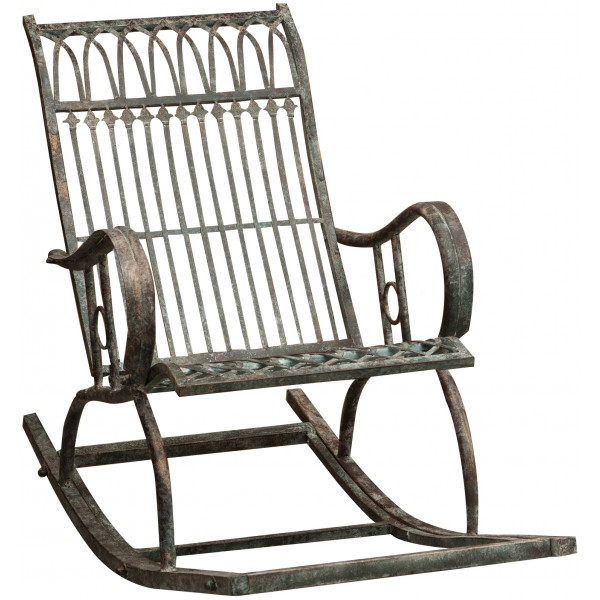 Biscottini mecedora de jardín de hierro forjado - sillón relax con acabado envejecido - mecedora para terrazas y balcones - 127x64x90 - made in italy