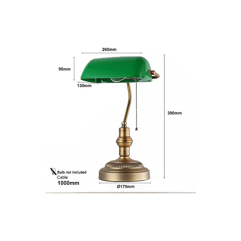 Relaxdays Lampe de banquier notaire bibliothèque lampe de bureau lampe de lecture blanc abat
