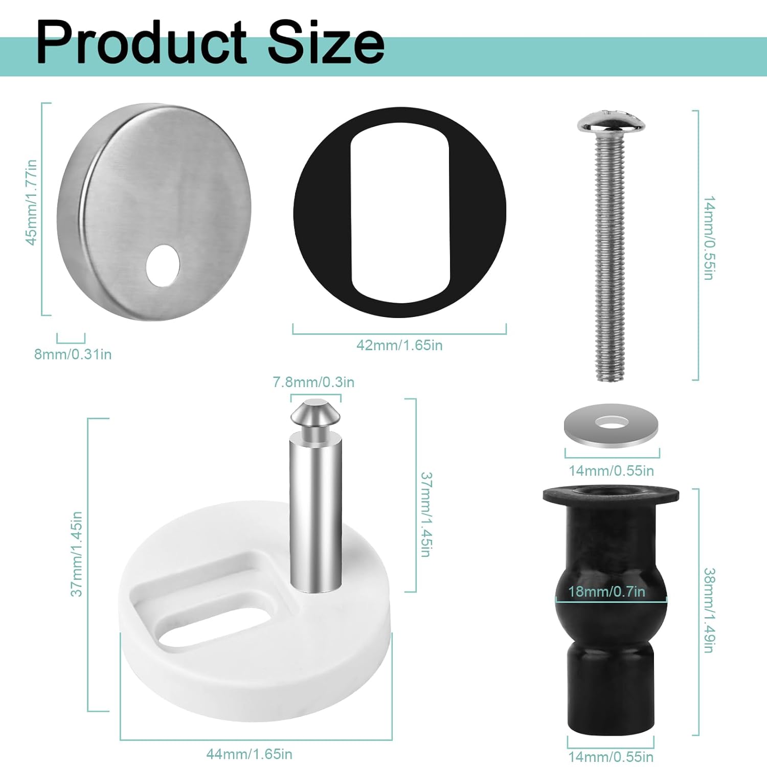 2 Pièces Kit de Fixation Abattant WC, Charniere Abattant WC Fixations Cuvette WC, Charnière de Siège de Toilette avec Vis Convient à la Plupart des To - 2