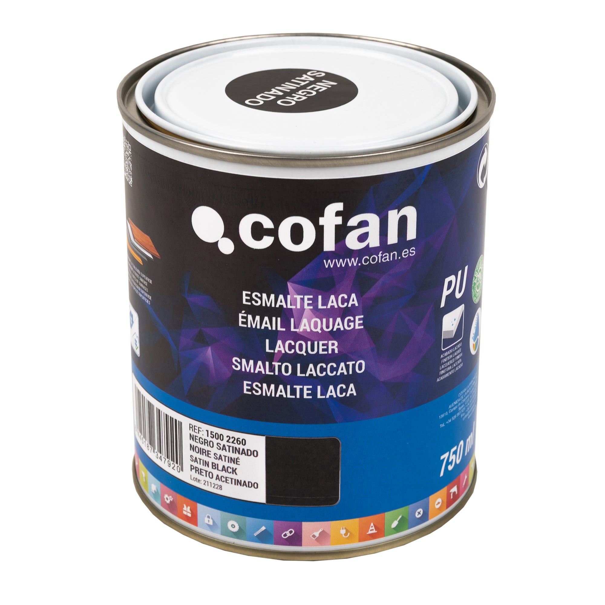 Smalto laccato a base d'acqua Colore bianco satinato Capacità 4 L - 4