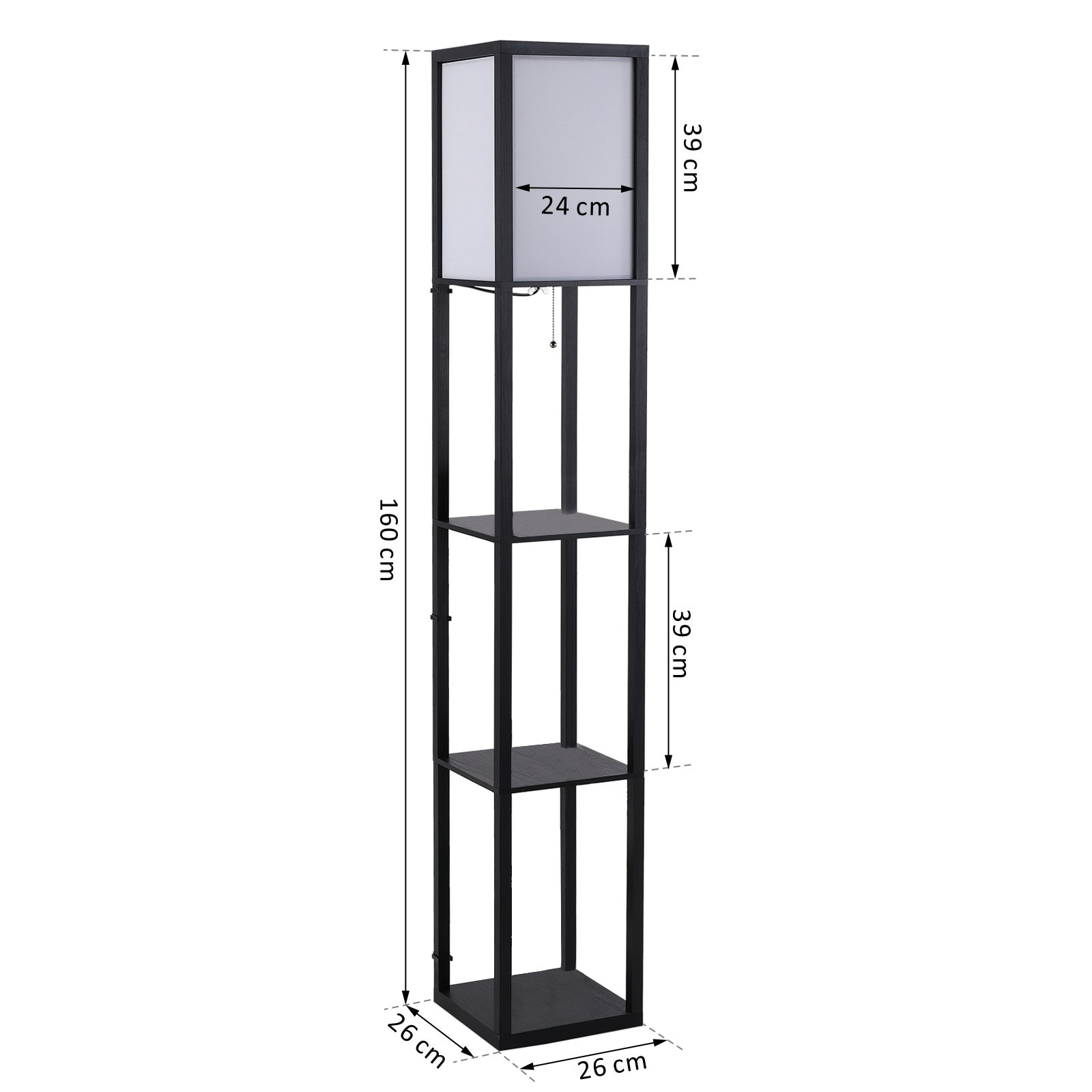 lampadaire étagère Bois HOMCOM - 3