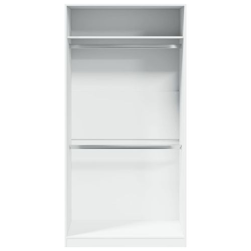 Armoire dressing 2 penderies 1 étagère 100cm - Collection Laker-Blanc - 3