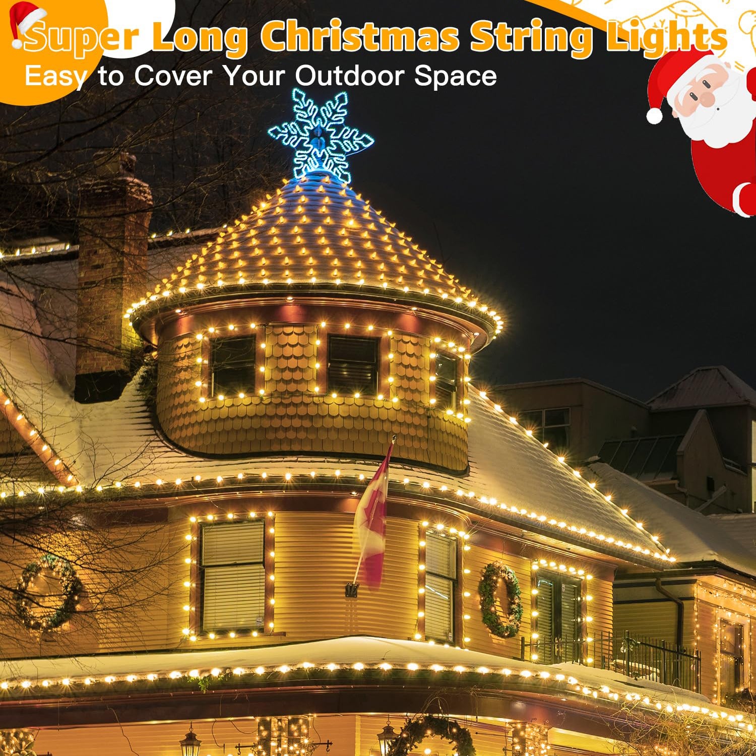 Guirlande lumineuse d'extérieur 200 m - 2000 LED, Guirlandes lumineuses de Noël avec télécommande, Intensité variable, 8 modes, étanchéité IP44 - 9