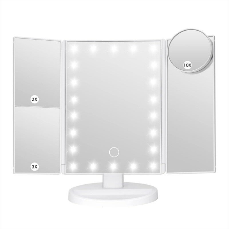 HIHIA Miroir de maquillage mural avec grossissement x10, miroir de courtoisie double face de 20,3 cm avec lumières LED pour filles, rechargeable par USB, contrôle tactile marche/arrêt, noir mat (noir