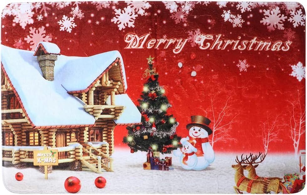 Wycieraczka, miękka flanelowa mata podłogowa ze wzorem świątecznym i antypoślizgowym spodem, idealna do dekoracji domu, biura lub kuchni