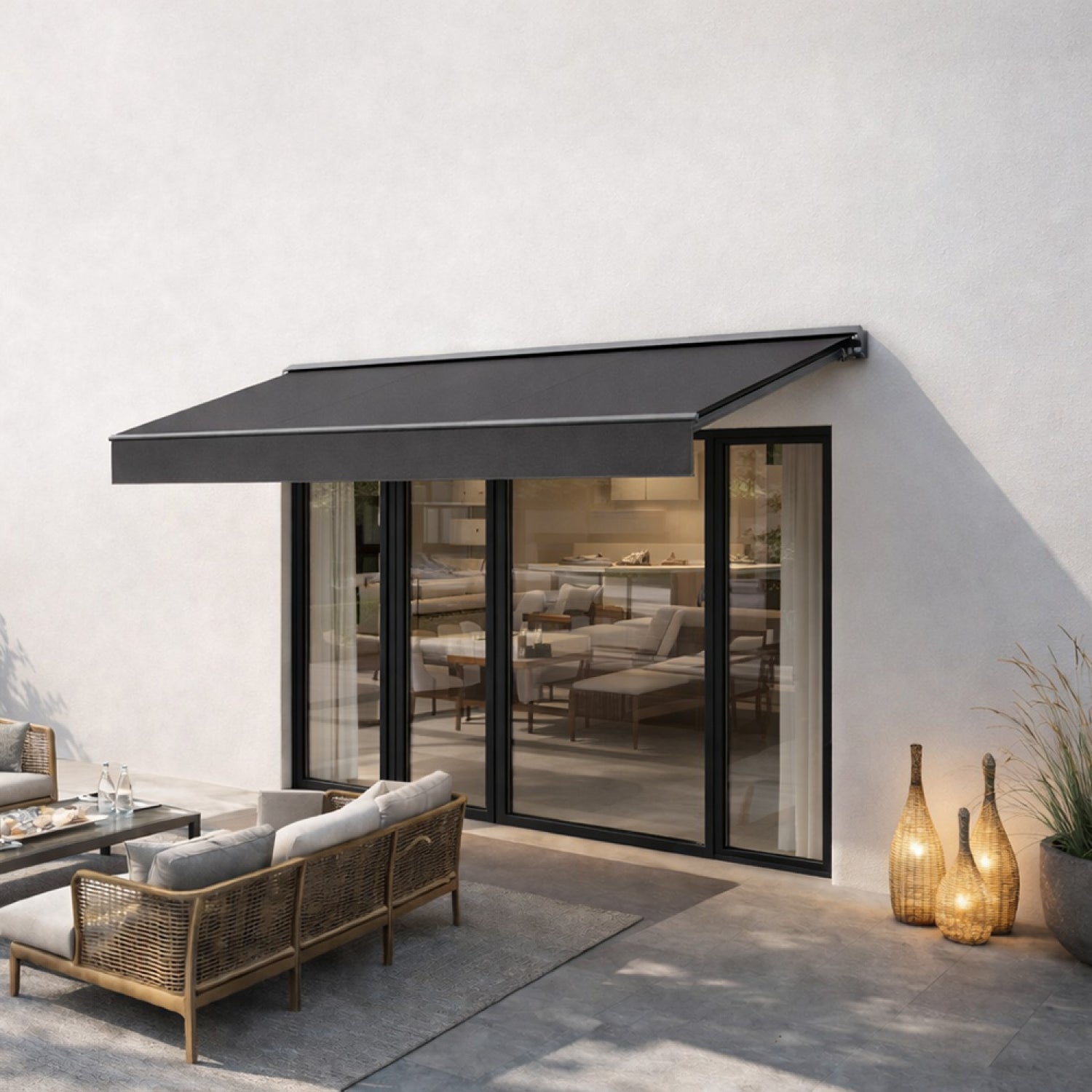 ADRO Toldo manual de 2,95 x 2,5 m de aluminio con lona gris. | Leroy Merlin