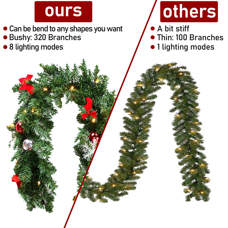 Albero di Natale artificiale decorazioni ghirlanda 5m 100LEDs con ornamenti - 3