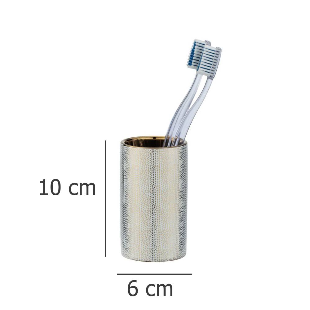 Gobelet de salle de bain design Nuria - Blanc et doré - 5