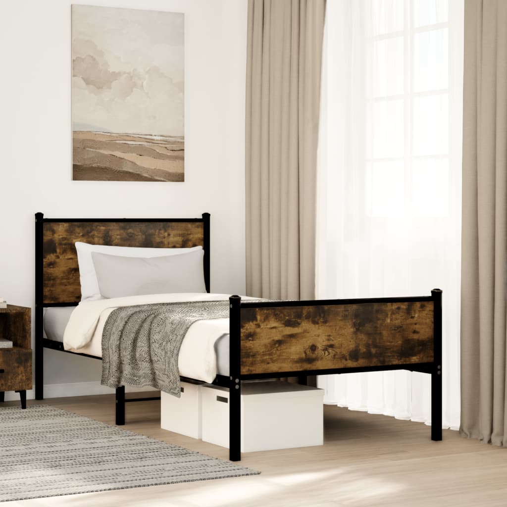 Łóżko Metalowe Czarne Rama łóżka Ze Stelażem Łóżko Do Sypialni Pokoju 75x190 cm