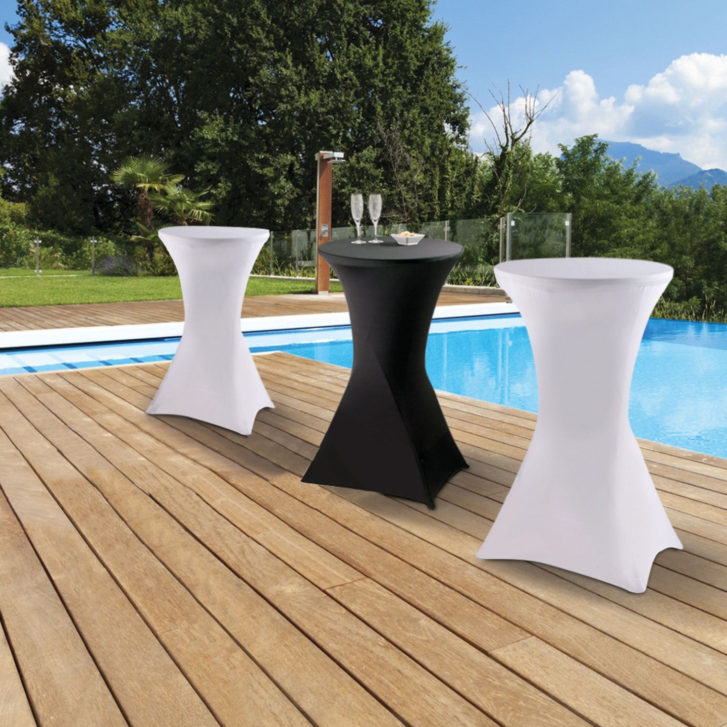 Lot de 2 tables hautes pliantes 105 CM et 2 housses noires - 5