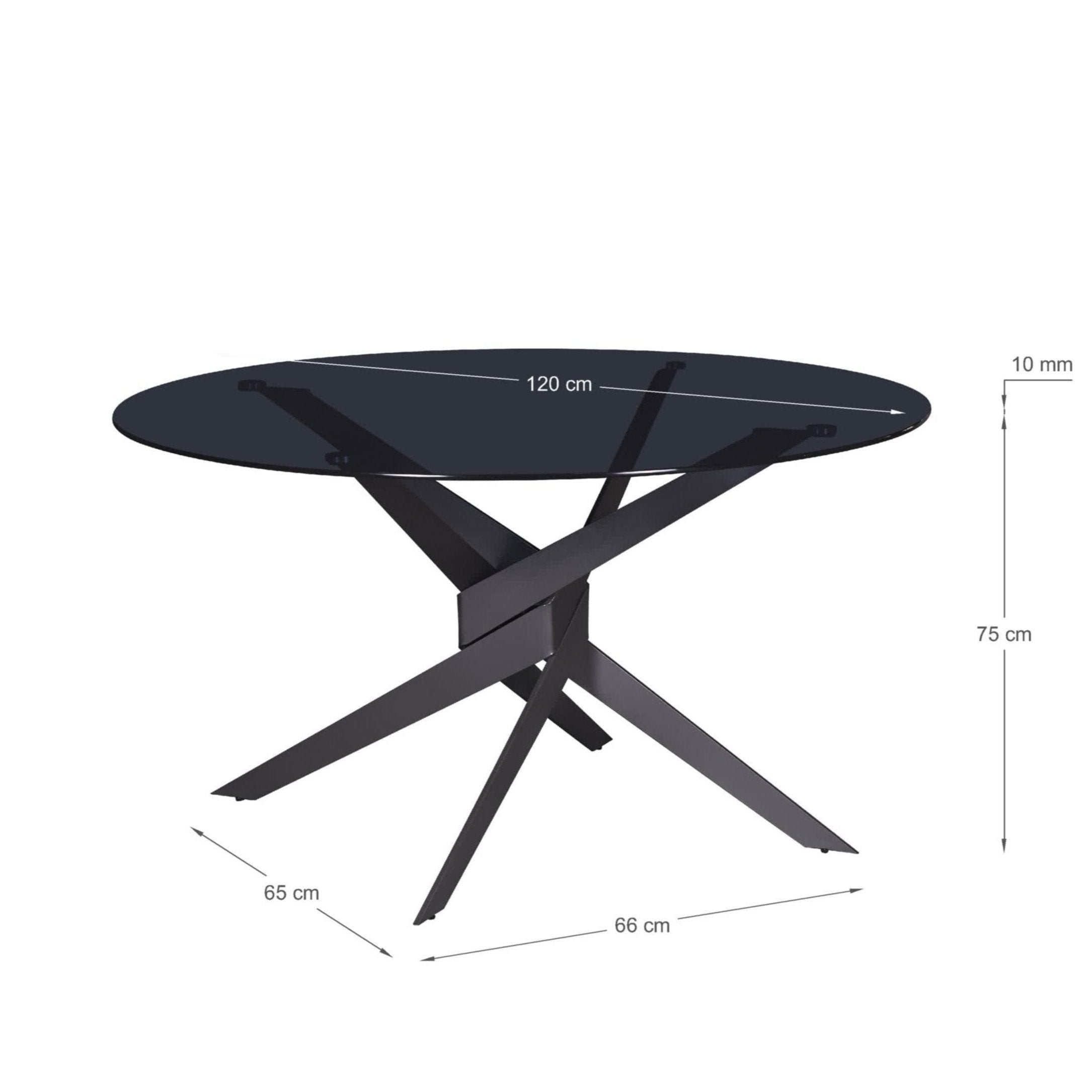 Tavolo tondo in cristallo per 4 persone grigio 120x76 cm - 5