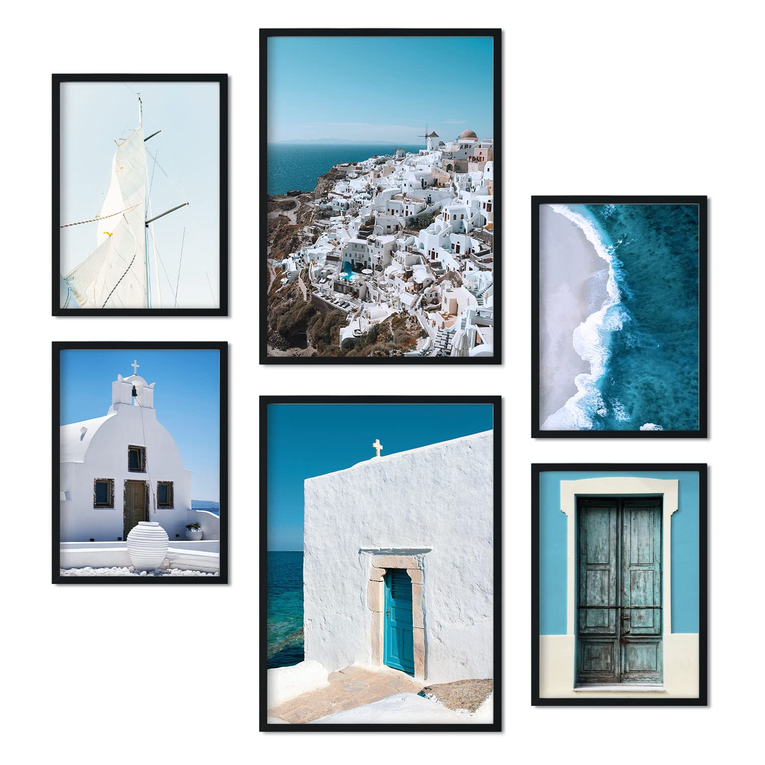 Conjunto 6 posters fotografica islas griegas laminas impresion arte mural verano en grecia decoracion hogar. sm sin marco