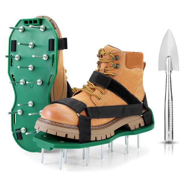 LOLLANDA Scarpe aeratrici, scarpe chiodate per carichi pesanti aerate con cinghie a strappo, punta aeratore da giardino con installazione gratuita