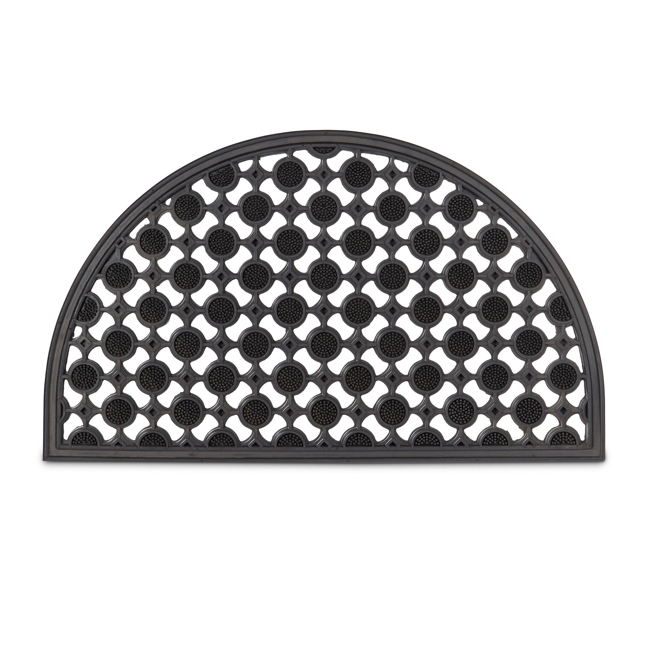 Relaxdays felpudo semicircular decorativo para entrada, 0.5 x 75 x 45 cm, caucho/goma, antideslizante, negro