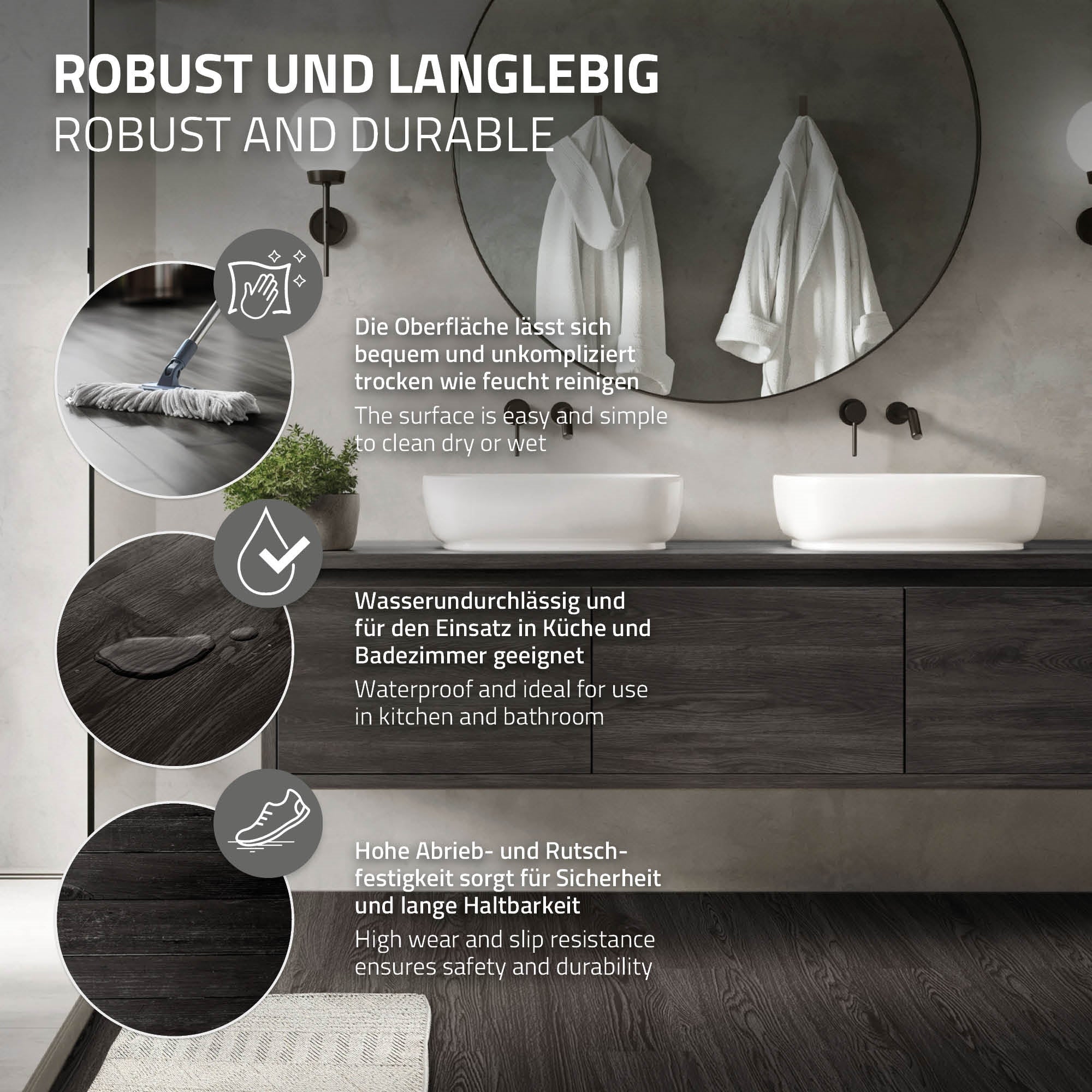 Revêtement de sol autocollant en PVC vinyle 2,23m²/16 planches 91,5 cm x 15,3 cm gris foncé aspect chêne antidérapant résistant à l'eau l'abrasion - 5