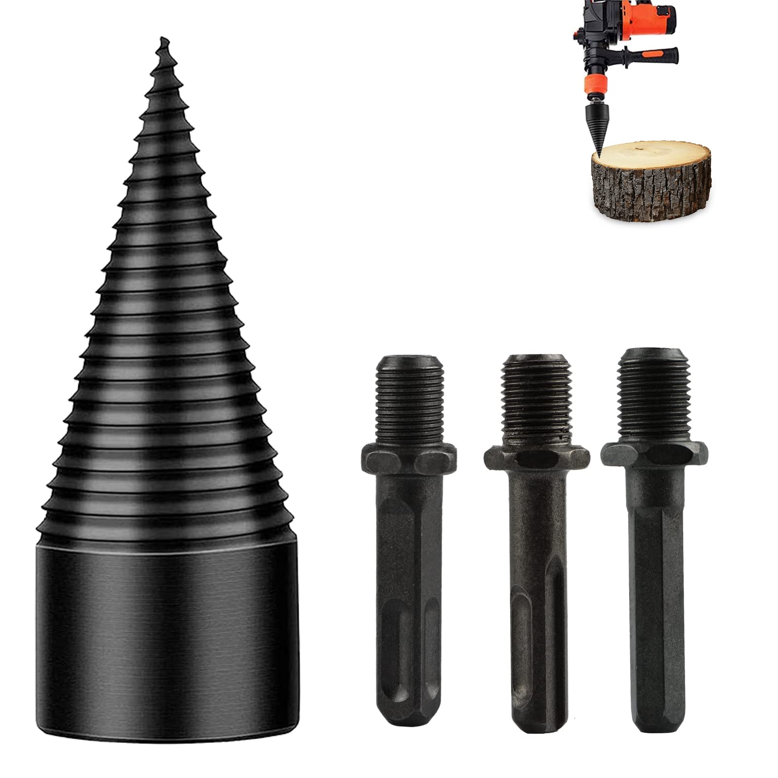 Foret De Fendeur De Bois, 32mm Fendeuse De Bûches Conique Avec 3 Poignees Fendeuse Perceuse Foret Etage 87717203