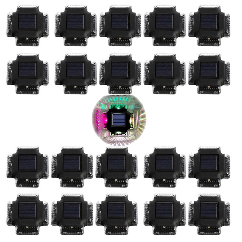 Czterostronna solarna lampa ścienna, 20 sztuk, lampa ścienna na dziedziniec, kolorowa polikrystaliczna solarna lampa ścienna z 4 diodami LED