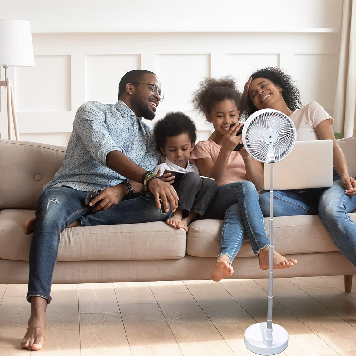 LIVINGTON Fold & Cold – Mini ventilatore estensibile con batteria – potente ventilatore USB con durata 10 ore – ventilatore flessibile da tavolo - 8