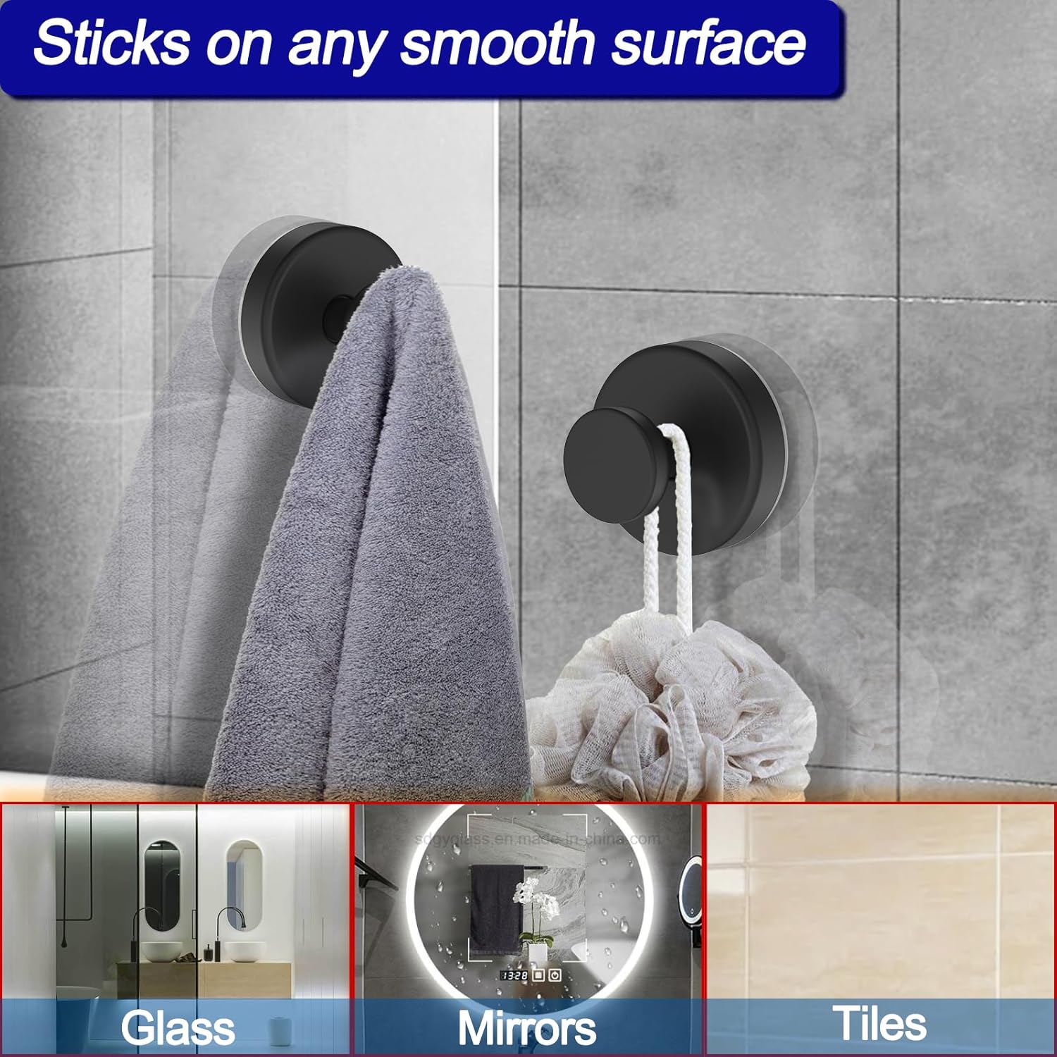 CozyBlue Ganci A Ventosa 4 Pezzi - Forte Adsorbimento Per Doccia, Vetro, Piastrelle Senza Fori - Foto 11