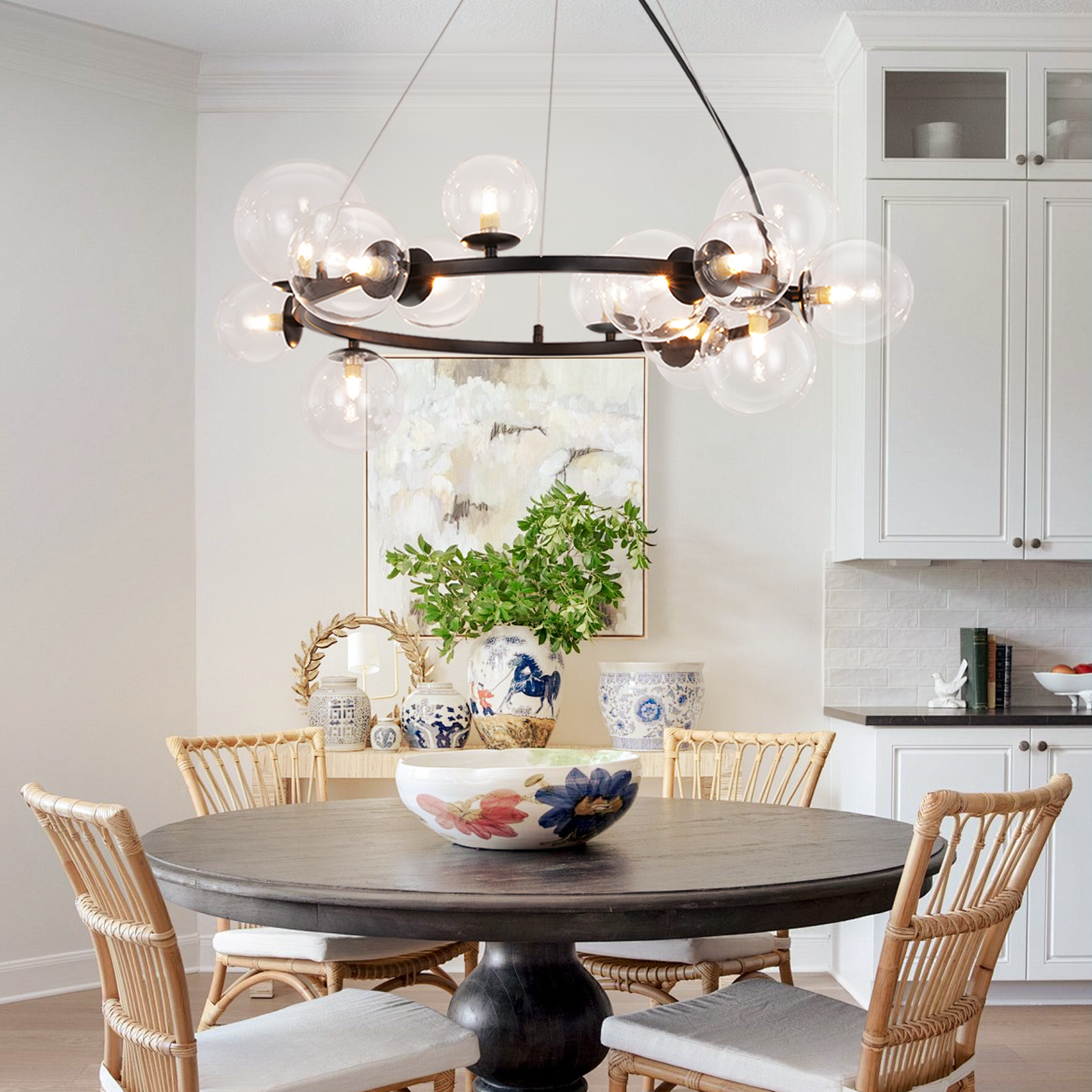 NETTLIFE Lampa wisząca do jadalni Lampa wisząca do salonu - G9 14 płomieni Nowoczesna przezroczysta klatka schodowa - 5