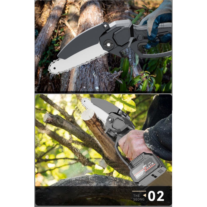 Scie électrique mini, scie à main sans fil, tronçonneuse à chaîne sans fil, scie ergonomique à main, coupe extérieure, 48V avec boîte à outils - 3