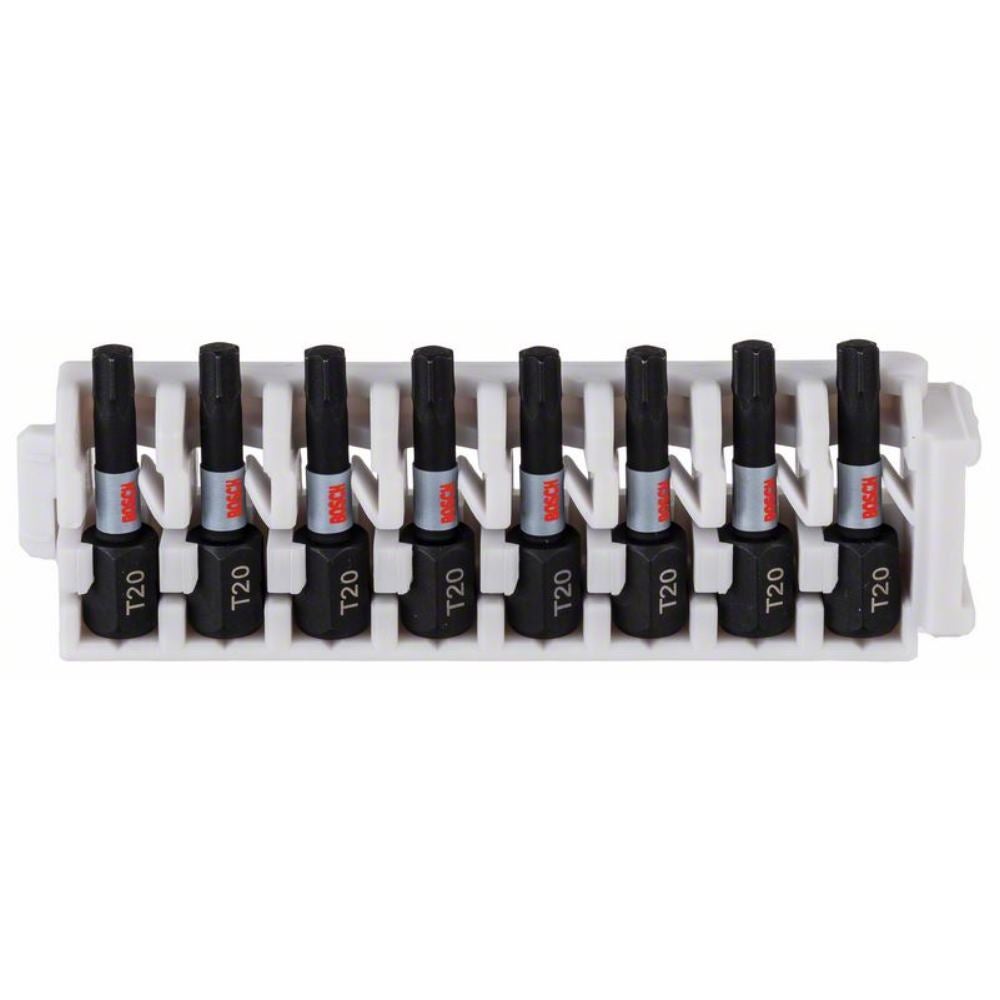 Bosch Professional 8 pz. di Bit di Avvitamento Torx (Impact Control, T20 Bits, Lunghezza 25mm, Pick and Click, Accessorio Avvitatore a Impulsi)