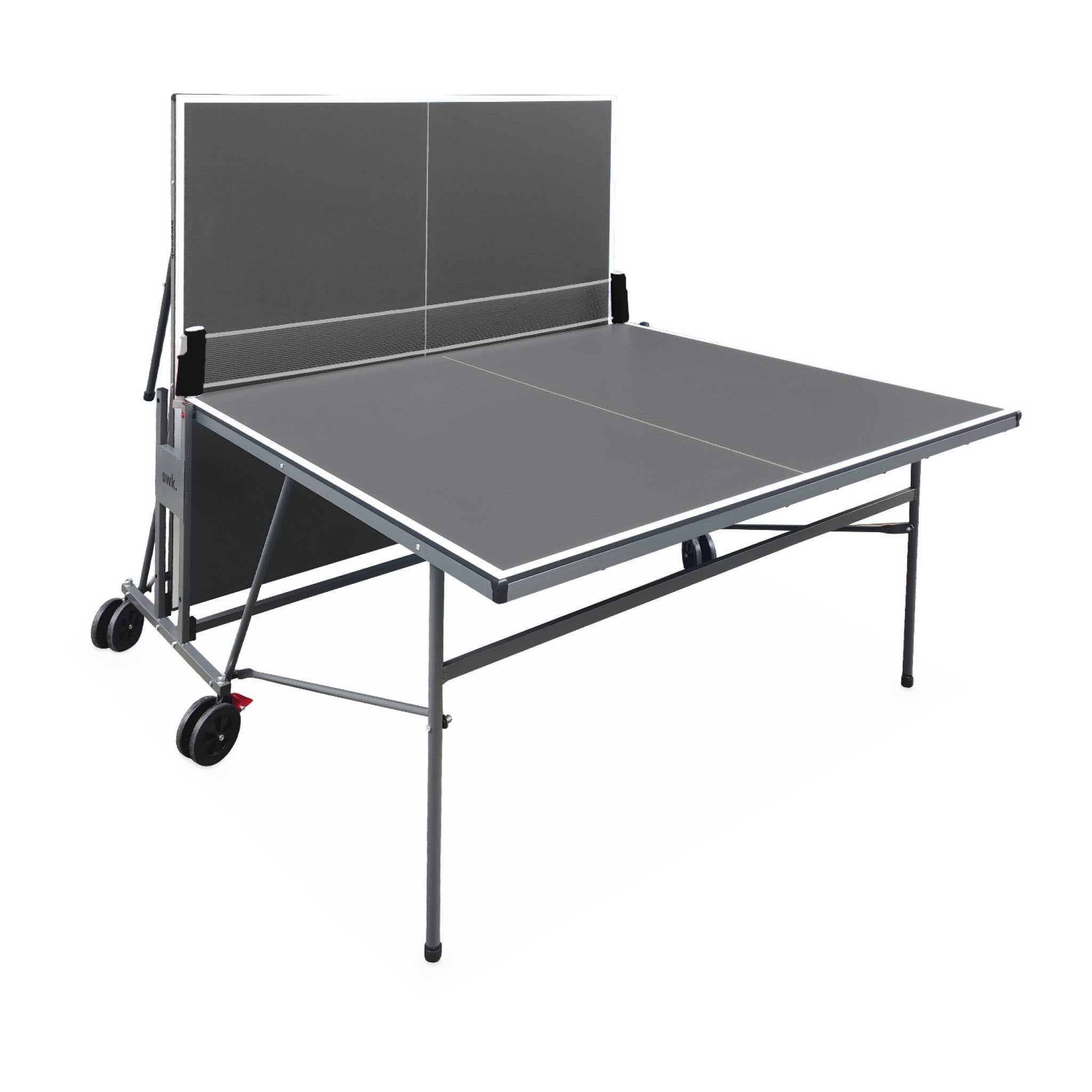 Table de ping pong INDOOR gris - table pliable avec 2 raquettes et 3 balles. pour utilisation intérieure. sport tennis - 2