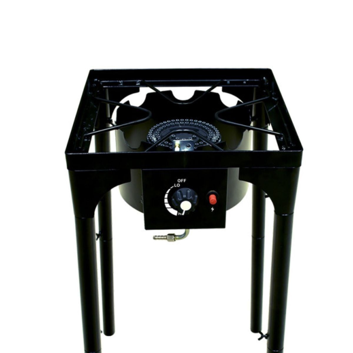 Réchaud à Gaz 1 feu 4500W 4 pieds modulables 3 Hauteurs Bruleur en fonte - Cuisine Extérieure 40 x 40 x H78cm Allumage Piezo - 8