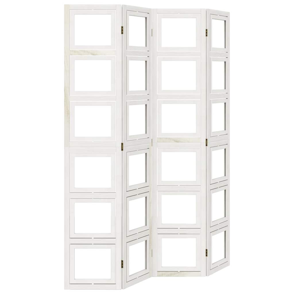 Biombo separador de 4 paneles madera maciza paulownia blanco v3876 40 x 200 cm / blanco