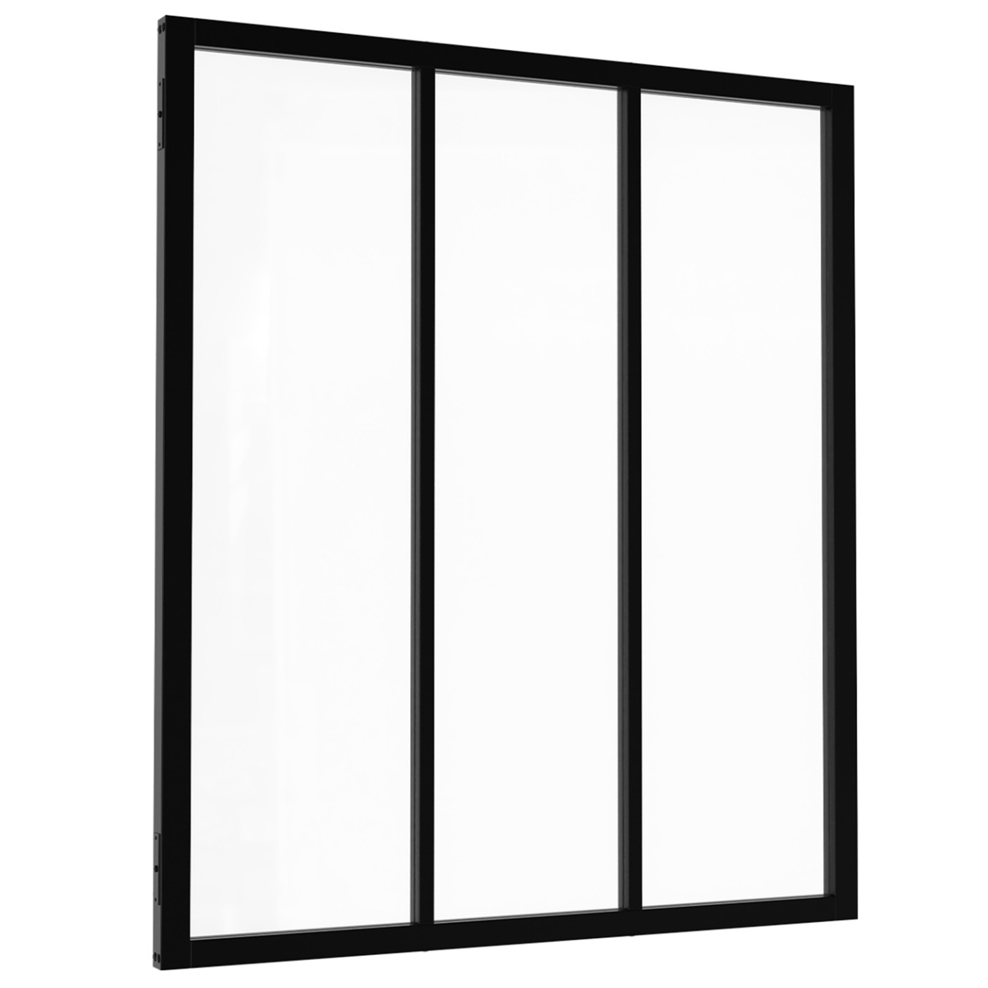 Verrière atelier 3 vitrages L. 93 x H. 108 cm en métal noir et verre trempé - 2