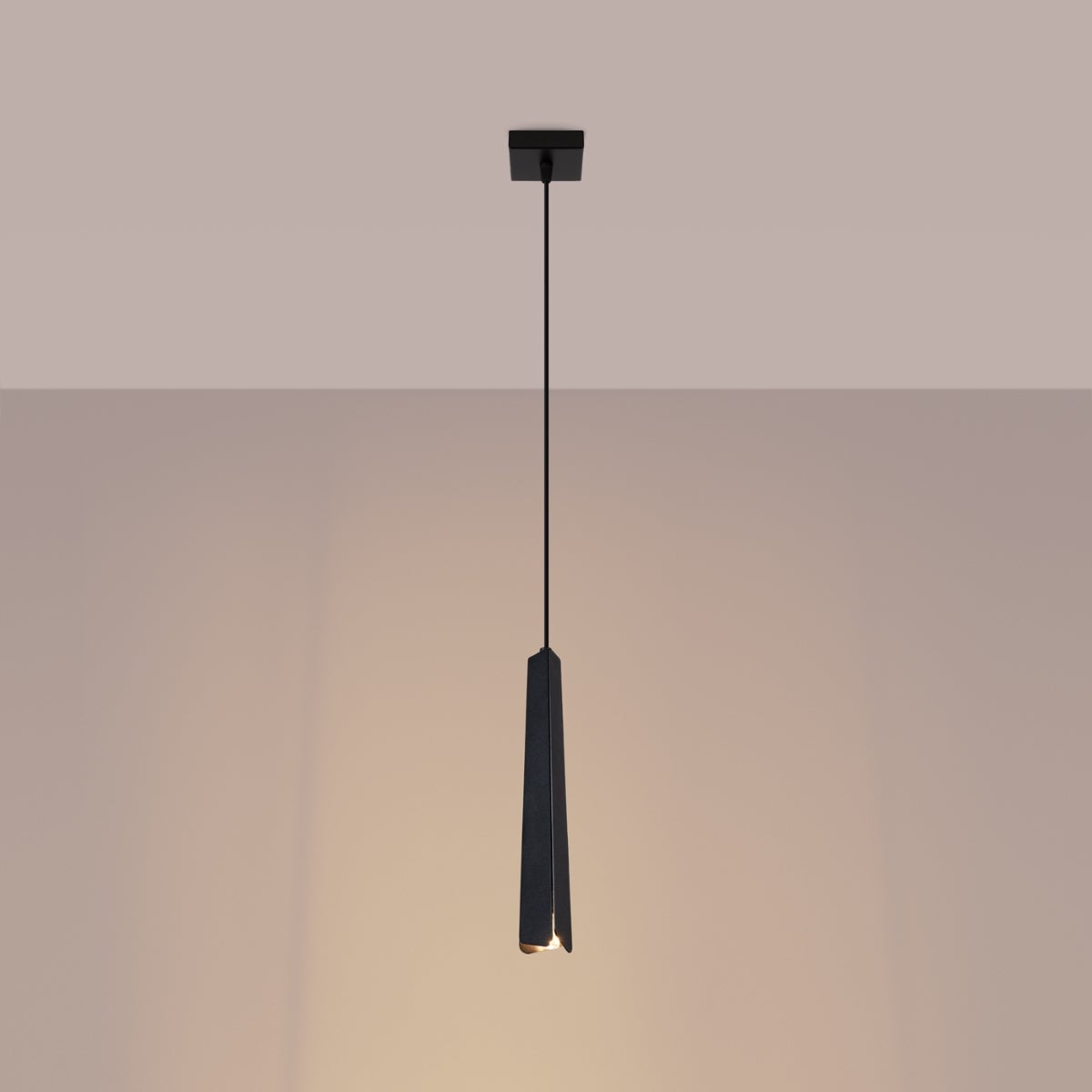 Lampa wisząca ASTEL 1 czarna LED 3000K - 8x8x120cm Sollux
