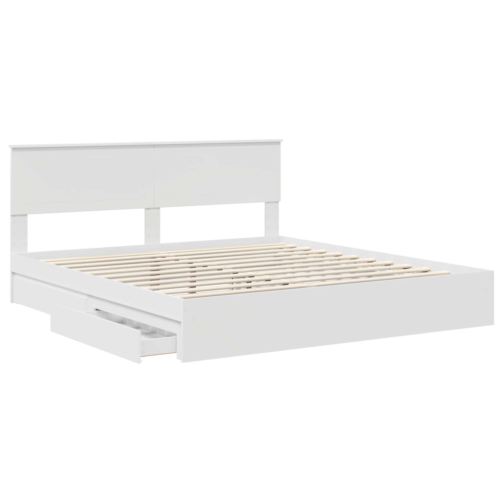 Lit de rangement réglable blanc 180 x 200 cm en panneau de bois - 5
