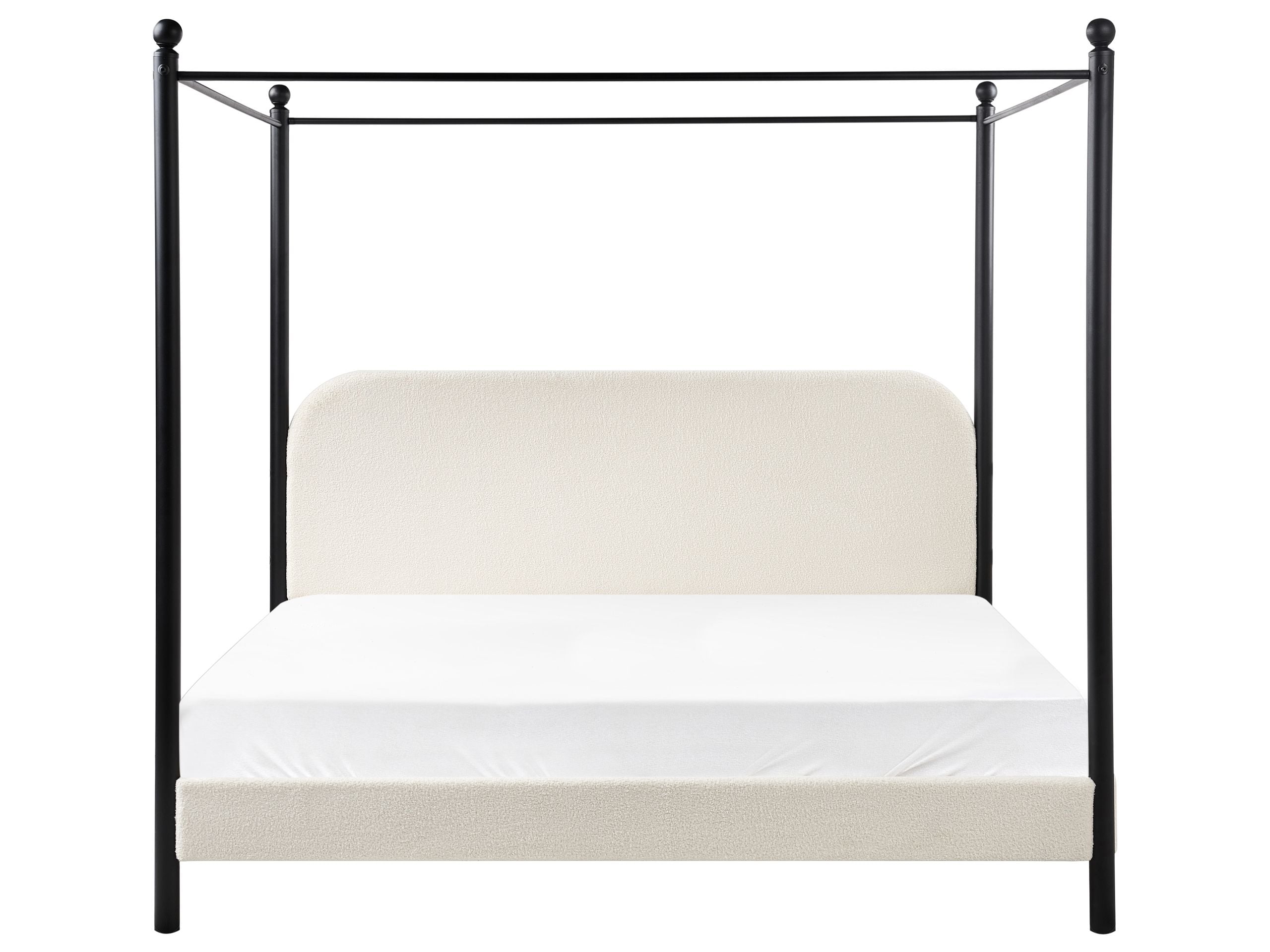 Cama com dossel Bouclé DANNEMOIS 180 x 200 cm Branco creme - 5