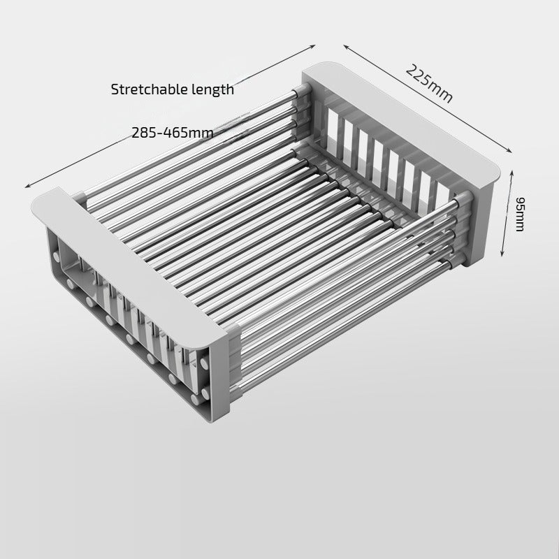 Égouttoir d’évier extensible en acier inoxydable 285-465 mm – Organisateur de cuisine réglable 22,5 × 9,5 cm - 2