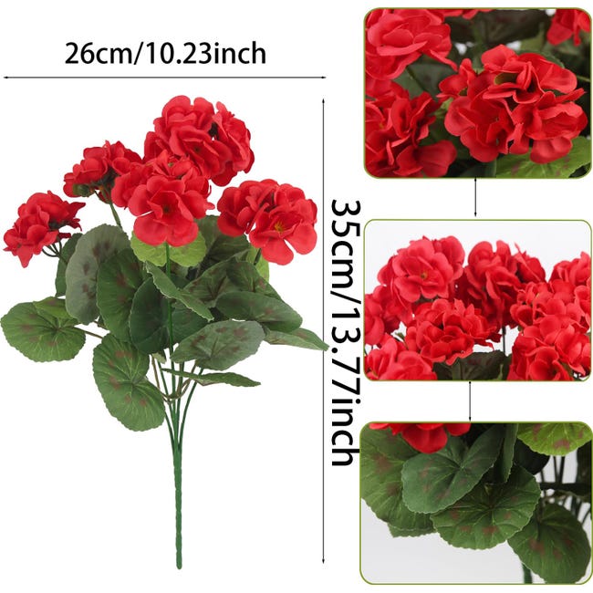 Pianta artificiale geranio rosso fiorito, resistente ai raggi UV da 40 cm – Pianta artificiale da infilare Pianta artificiale geranio rosso fiorito, resistente ai raggi UV da 40 cm – Pianta artificiale da infilare