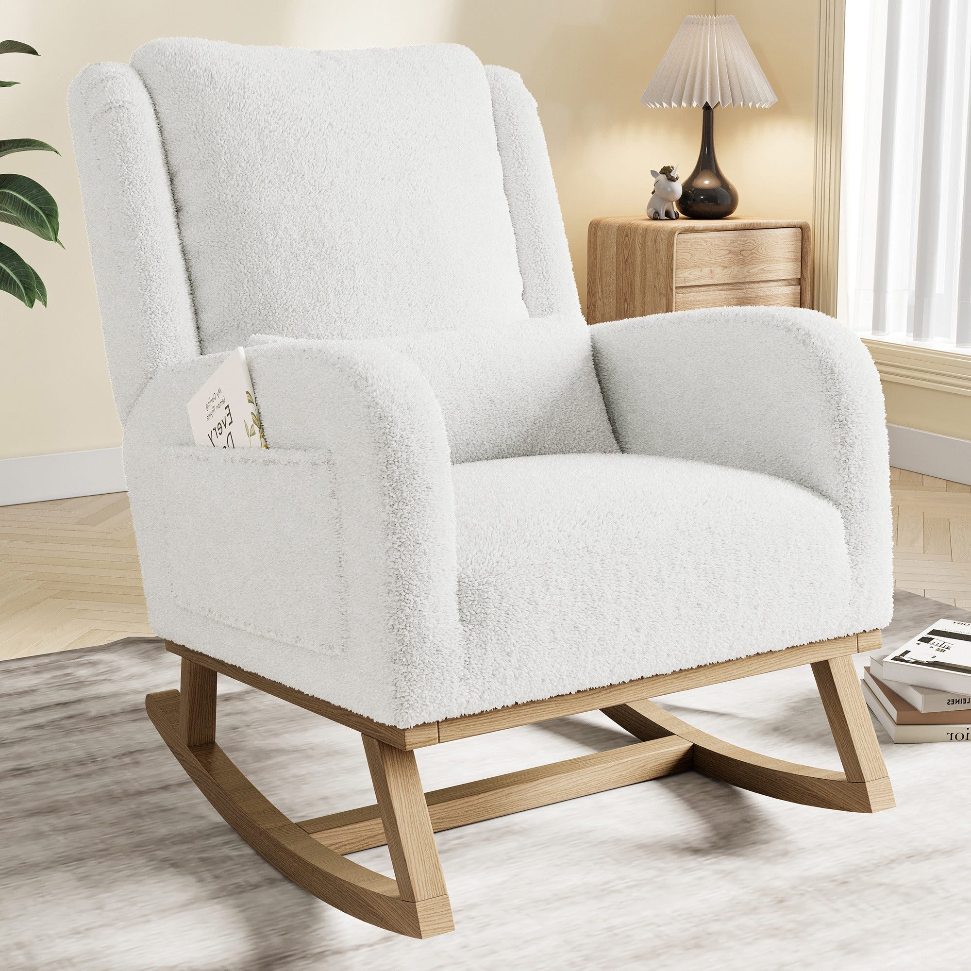 HOMCOM Chaise à Bascule Avec Coussin Lombaire, Assise Large, Cadre En Bois De Hetre Jusqu A 120 Kg Gris~1rn839hs1i001 HOMCOM Chaise à Bascule Avec Coussin Lombaire, Assise Large, Cadre En Bois De Hetre Jusqu A 120 Kg Gris~1rn839hs1i001