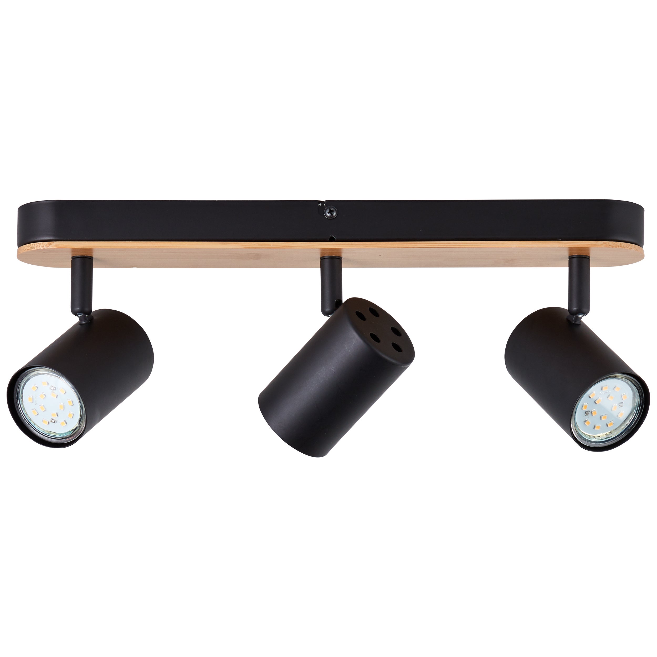 Listwa oświetleniowa Brilliant Niels 3-płomienna matowa czarna/naturalna, metal/bambus, 3x LED, GU10, 10 W - 4