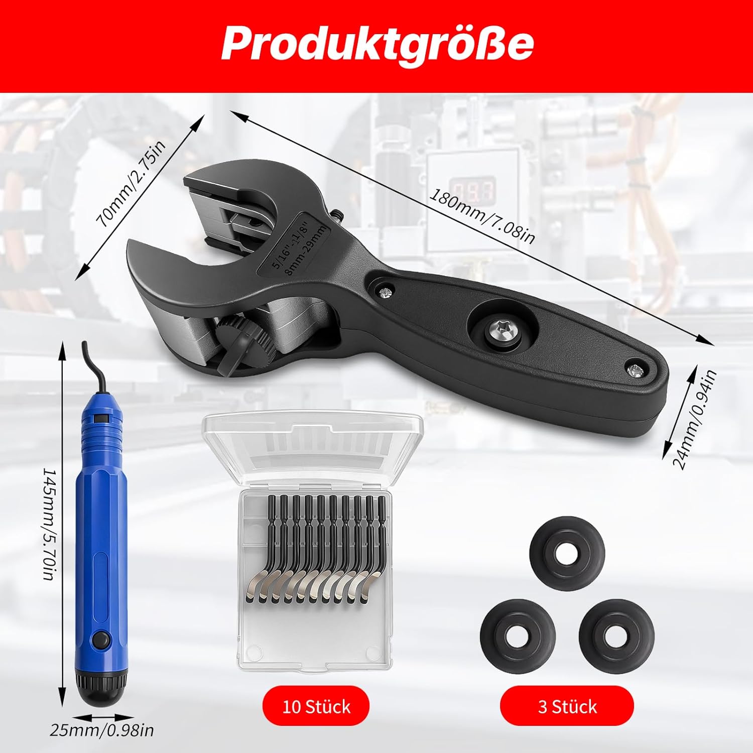 Tagliatubi in rame 8-29 mm, tagliatubi in rame 8-29 mm, tagliatubi a cricchetto per acciaio, tagliatubi per acciaio inossidabile, rame, PVC - 2